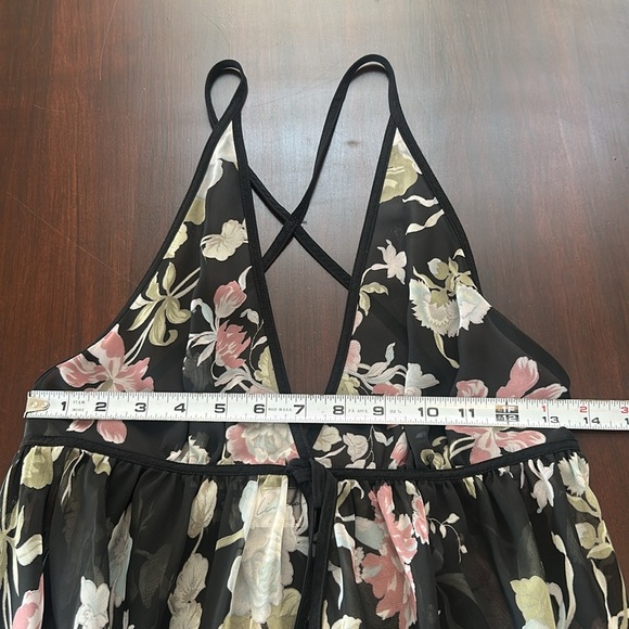 Linda Montreal Sheer Floral Mesh Boudoir Slip Strappy Back Y2K Maxi Nightgown - Picture 7 of 13